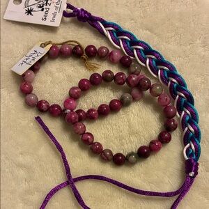 Purple and Pink Beaded Agate Bracelet Bundle